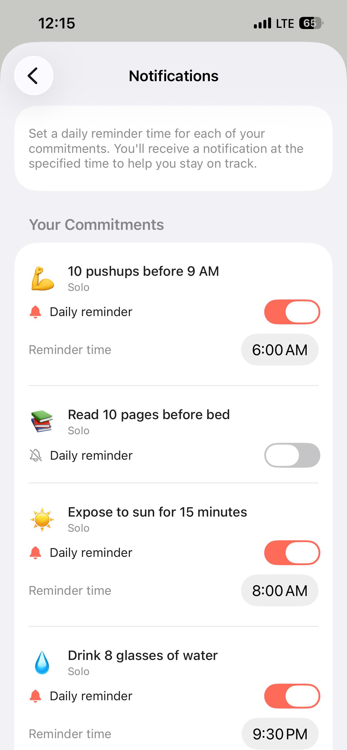 TinyAct notifications showing partner activity and nudges